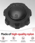 Rugged Nylon Gas Cap For Gas Golf Carts Built With A Solid Rubber Seal, black nylon cap for gas tank, tight seal against leaks.