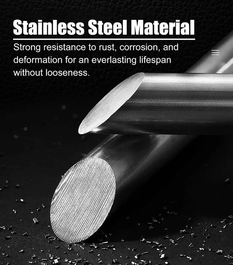 Close-up of stainless steel rods showcasing durability and corrosion resistance strengths on a dark background.