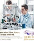 Two individuals working on a 3D printer, with a 420 Piece Brass Threaded Inserts Set M2 M3 M4 M5 Heat Set Slotted Inserts nearby.