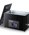 Open-lid Ultrasonic Cleaner Machine 30L With Digital Heater Timer And Knob Control For Fast Pro Grade Heavy Duty 40KHz Deep Cleaning Of Car Parts Like Carburetors Spray Nozzles And Small Components Degassing Mode, black stainless steel