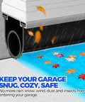 Holikme garage door bottom seal, EPDM rubber, black, 22 ft length, installed along the door bottom.