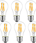 Smooth Dimmable E26 LED Bulbs 6W 60W Equivalent Vintage Edison Style A15 Clear Glass 2700K 600LM No Fuss, 6 Pack, front view