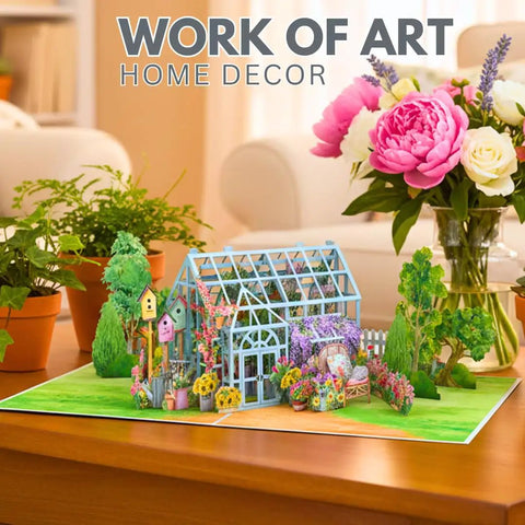 Pop Up Mother's Day Card With 3D Greenhouse Garden Scene That Blooms When Opened, 6x8 Inch Size, Unique Greeting Card For Mom Grandma Wife Women From Daughter Son, Thank You Gift With Envelope