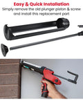 Heavy Duty Replacement Plunger Piston And Screw Kit For 10 Oz Caulking Gun with installation parts and caulking gun in use