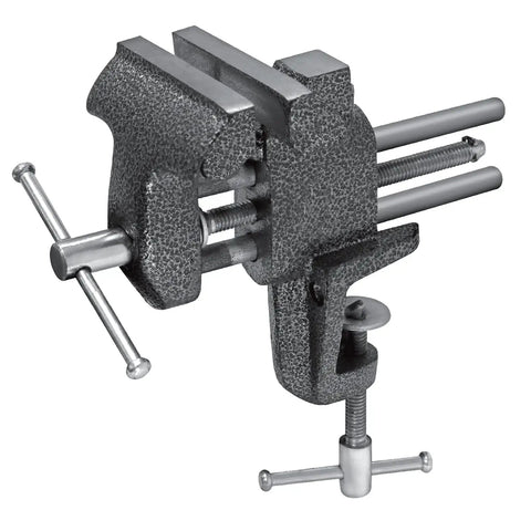 Heavy Duty Workshop Clamp Vise With 3 Inch Jaw, 20000 PSI Castings, Replaceable Hardened Steel Jaws, Compact Benchtop Design, Chrome Plated Handle And Base, Powder Coated Finish For Durable Portable Crafting, bench clamp view