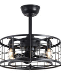 Enclosed Ceiling Fan With Lights Remote Control, Low Profile Dope Look, Reversible Motor With 3 Speed Settings, 4X E12 Bulb Bases, 20 Inch Black