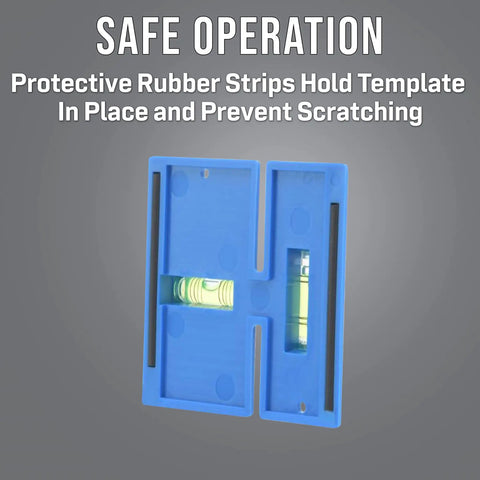 Wall Box Template And Level For Old Work Electrical Boxes Blue With Built In Level For Single And Double Gang Mounting In Horizontal Or Vertical Positions And Wide Protective Rubber Strips For No Fuss Safe Use