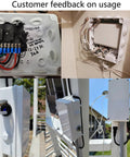 Outdoor IP65 waterproof junction box, white ABS plastic, 5.9 x 4.3 x 2.8 in, with knockouts for cable entry