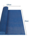 Grab This Killer Non Slip Outdoor Drainage Mat Measuring Three Feet By Ten Feet Perfect For Commercial Kitchen Floors Garage Poolside Bathroom And Restaurant Use With Awesome S Shaped Design That Drains Water Fast And Stays Super Clean. Blue PVC mat rolled out showing dimensions 3ft x 10ft.