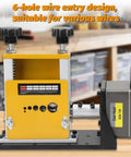 Pro Level Automatic Copper Wire Stripping Machine Boasting A Beefy 60W Motor And Six Alloy Dies for various wire sizes with 6-hole design.