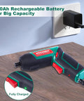 Cordless Electric Screwdriver With 6Nm Torque And 2000mAh Battery USB Quick Charge shown charging on a wooden surface