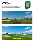 Comparison of golf course with and without Insta360 Ace Pro 2 UV Lens Filter With Ultra Clear HD Glass, vivid view with filter.