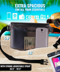 Waterproof Phone Pouch And Waist Bag Set For Iphone 11 Through 16 Pro Max IPX8 Dry Bag with phone and cash visible inside.