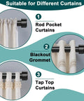 Heavy Duty Adjustable Curtain Rod For Windows 72 To 144 Inch 1 Inch Diameter Black Extra Long Modern Design Easy Install