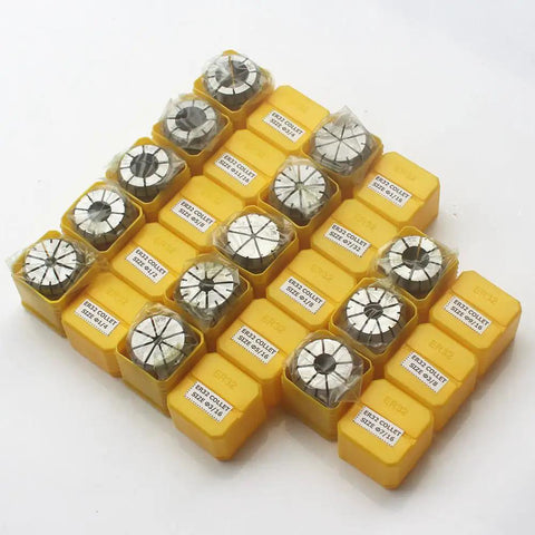 ER32 Spring Collet Set For CNC Milling And Lathe Tooling, 13 Pcs, 1/16 Inch To 3/4 Inch Range, collets in yellow cases
