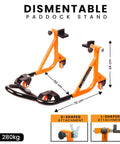 Universal Adjustable Rear Paddock Stand For Motorcycle With Swingarm Rest 360 Degree Dismantlable Beefy Heavy Duty Steel