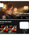 Basics 2 Pack LED Video Light Panel Kit Bi Color Dimmable Portable Studio Lights With Stands And Filters 3200K To 5600K 750 Lux CRI 95