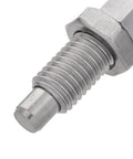 Close-up of Professional Grade Stainless Steel Indexing Spring Plunger M12 X 1 Point 75 Thread 8 Millimeter Retractable Pin.