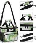 Insulated Picnic Backpack Lunch Box For Women And Men Portable Picnic Bag Tote with green design, adjustable strap, 12x8.7x10 inch