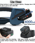 DFEDHF Battery Powered Electric Strapping Machine For Pallet Packaging showing battery and display panel for power management.