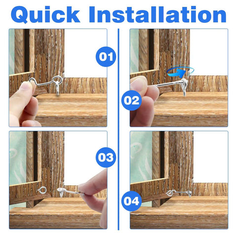 Quick installation steps of Slick Carbon Steel Hook And Eye Latch Lock For Door Gate Screen Security One Point Five Inch Heavy Duty Fasteners.