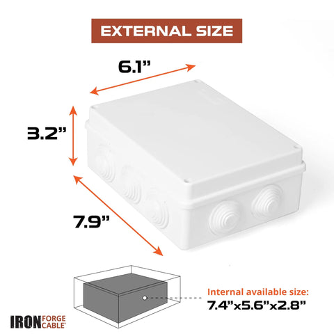 Outdoor Electrical Box Weatherproof White Junction Enclosure With Cover 16 By 14 By 4.8 Inches IP65 ABS Plastic dimensions