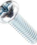 Fifty Pack Pro Grade Steel Pan Head Machine Screws Featuring Phillips Drive And Zinc Coated Protection Fully Threaded M4 Metric Thread close-up