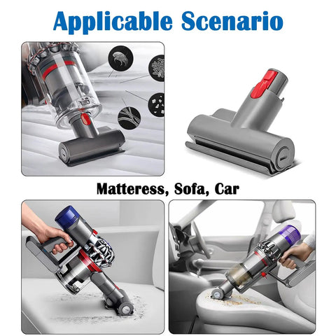 Quick Release Mini Motorhead For Dyson V8 V7 V10 V11 Vacuums, cleaning mattress, sofa, and car interior, snap on brush head