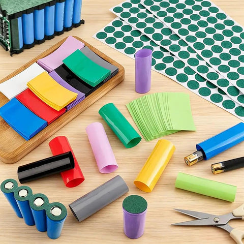 Nbeads Heat Shrink Tube And Insulation Rings For 21700 Batteries - Complete Pvc Wrap Kit With Adhesive Paper Gaskets In Ten Vibrant Colors Ultimate Protection Gear For Lithium Cell Safety, 21700 PVC tubes and green gasket rings