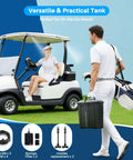 Person carrying Portable Misting System With 9L Water Bucket And Built In 10000mAh Battery PCS Pump For Outdoor Cooling on golf course
