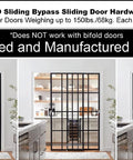 Heavy Duty Bypass Track And Hardware Set For Two Door Sliding System 96 Inch Aluminum Top Hung Track For Three Quarter Inch Thick Doors Up To One Hundred Fifty Pounds Commercial Grade Top Mount Hanger Not For Bifold Doors installed in kitchen