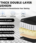 Diagram of Heavy Duty 400 Lb Capacity Executive Office Chair with 4-inch thick cushion layers, highlighting PU leather, spring bag, and sponge.