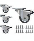 Dead Silent TPR Rubber Swivel Casters With Parking Brake Lock 1.25-inch wheels and screws for easy setup.