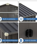 5x3 Ft Metal Outdoor Garden Storage Shed Waterproof Weather Resistant Steel Tool Storage House With Window And Lockable Double Doors For Patio And Lawn Must Have Backyard Storage And Easy Access with ventilation, sloping roof, anti-collision corners, and handles.