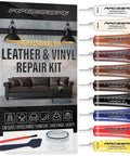 Leather And Vinyl Repair Kit For Furniture, Sofa, Jacket, Car Seats And Purse with color palette and tools included