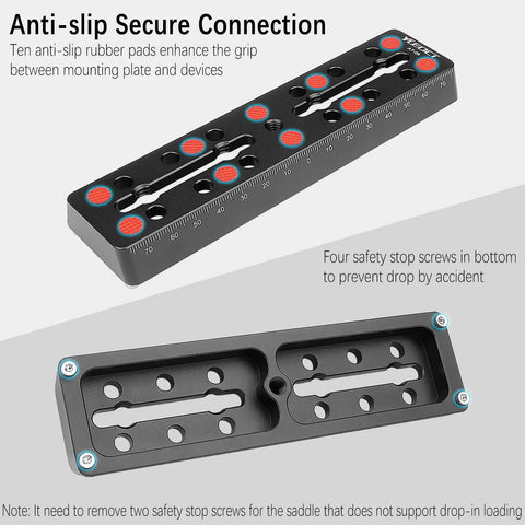 Vixen Style Dovetail Mounting Plate With 160mm Telescope Rail Bar and anti-slip pads for secure attachment