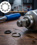 Solid Impact Wrench Retaining Rings With O-Rings 1/2 Inch 10 Sets iron socket holder clips on workbench with tools