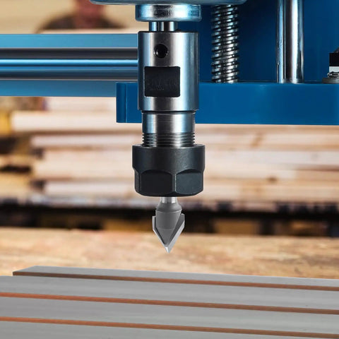 Built Like A Tank 60 Degree V Groove Router Bit With Premium Carbide Tipped Cutters And 1/4 Inch Shank, precision CNC engraving setup.