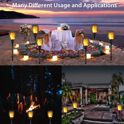 Outdoor Solar Torch Lights With Realistic Dancing Flames, 42.9 Inch Tall, Waterproof 96 LED Tiki Torches For Garden use