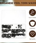 260 Piece Manganese Steel Flower Shaped Lock Washers Push On Locking Clips Assortment Kit For Industrial Bolts And Screws