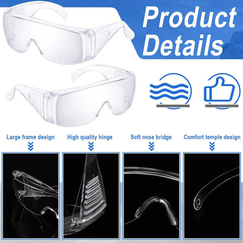 Bulk 50 Pairs Safety Glasses Over Eyeglasses Protective Goggles Anti Fog Scratch Resistant Clear Eye Protection Product Details