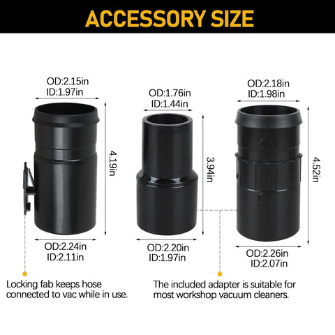 Accessory size details of Upgrade 1-7/8 Inch By 7 Foot Wet Dry Vacuum Hose With Universal Inlet Fit And POS-I-LOCK Connection