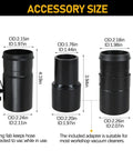 Universal 1 7/8 Inch Vacuum Hose, 7 Foot Replacement accessory size, three black connectors with measurements
