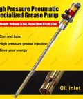 High Pressure Pneumatic specialized Grease Pump with metal tube, designed for efficient high pressure grease injection.