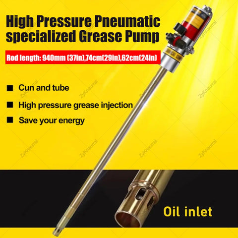 High Pressure Pneumatic specialized Grease Pump with metal tube, designed for efficient high pressure grease injection.