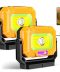 2 Pack Magnetic Work Light With 1500LM Output, Rechargeable 4000mAh Battery, 360 Degree Rotating Magnetic Stand And Hook