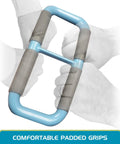 Handy Handle Lift Assist For Elderly And Disabled Easy Stand Helper with rubber grip, showing padded blue handle and hands gripping.