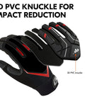 1 Pair Heavy Duty Mechanic Work Gloves With Synthetic Leather Palm And Beefy PVC Nitrile Neoprene Reinforcements For Wear Resistance And Vibration Reduction Touchscreen Compatible Black Red Size Large All Purpose Power Tool And Construction Grip 3D PVC knuckle