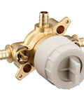 MCORE 3 Port Shower Mixing Valve With Crimp Ring PEX Connections And Integrated Stops, brass and plastic components