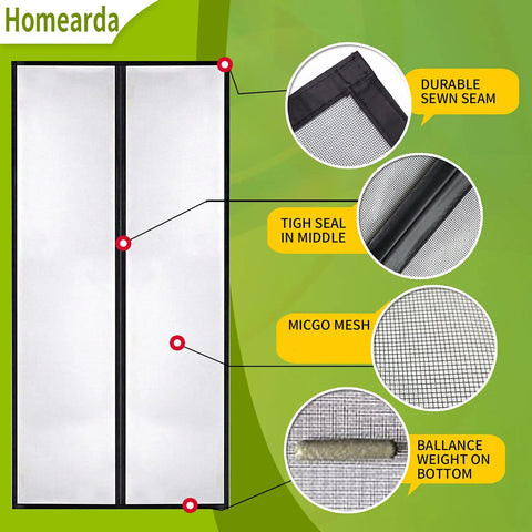 Magnetic Screen Door With Full Frame Seal And Weighted Bottom Fits 34x82, showcasing durable seam and tight magnet seal.